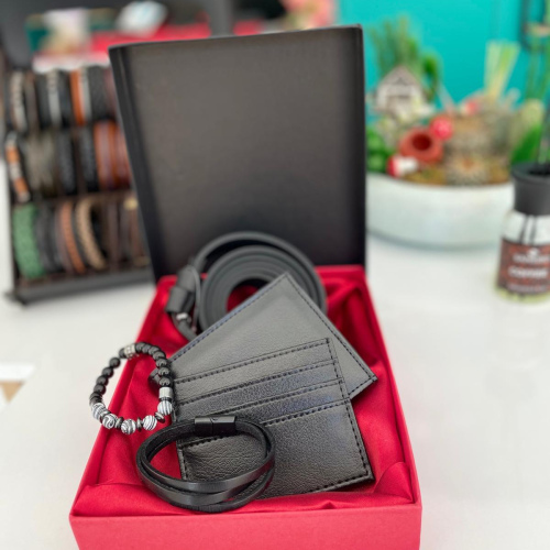 Cüzdan Kemer Bileklik Deri Takı Seti